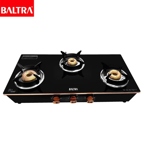 Baltra Jasper 3 Burner Glass Top Gas Stove Auto Ignition (BGS 193) - Available at AfnoBazar Nepal