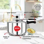 Baltra Fortune Stainless Steel Pressure Cooker 2 Litre Induction Base (BPC 201) - Available at AfnoBazar Nepal