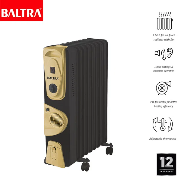 Baltra Stellar 13 Fin Oil Filled Radiator Heater with Fan (BTH 140) - Available at AfnoBazar Nepal