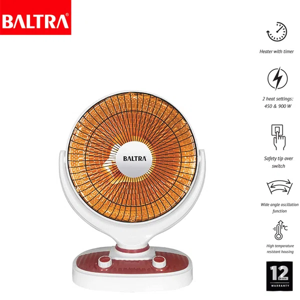 Baltra Smiley Sun Heater with Timer 900 W (BTH 144) - Available at AfnoBazar Nepal