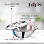 Baltra Triply Stainless Steel Kadhai 28 cm (BTP 204) - Available at AfnoBazar Nepal