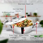 Baltra Triply Stainless Steel Kadhai 28 cm (BTP 204) - Available at AfnoBazar Nepal