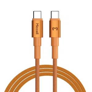 Miccell 60W USB-C to USB-C Braided Cable – Orange - Available at AfnoBazar Nepal