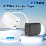 Miccell 65W GaN 3-Port Fast Charger - Available at AfnoBazar Nepal