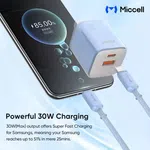 Miccell 30W Dual-Port Charger Kit with USB-C to Lightning Cable - Available at AfnoBazar Nepal