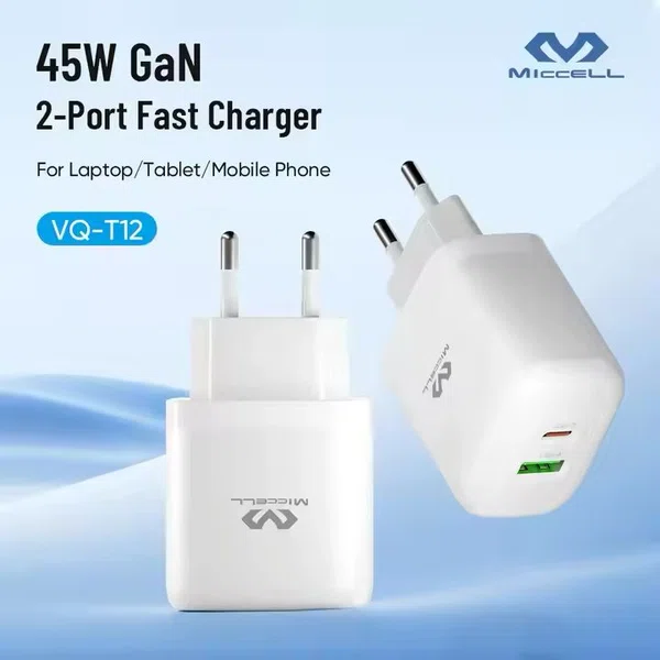 Miccell 45W GaN Charger (USB-A + USB-C) - Available at AfnoBazar Nepal