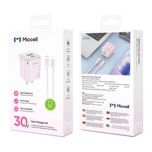 Miccell 30W Dual-Port Charger Kit with USB-C to Lightning Cable - Available at AfnoBazar Nepal