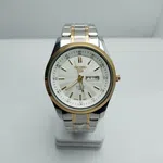 Men's Two Tone Stainless Steel Watch with Date, White Dial image 1