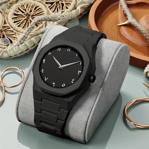 Arabic Numeral Dial Analog Watch with Fiber Strap