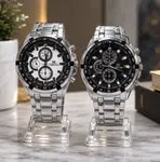 Pack of 2 Men's Stainless Steel Round Dial Quartz Watches - Available at AfnoBazar Nepal