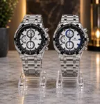 Pack of 2 Men's Stainless Steel Round Dial Quartz Watches - Available at AfnoBazar Nepal