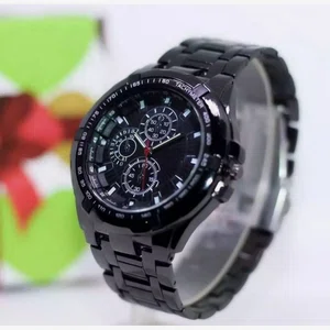 IK Collection Men's Big Dial Full Black Metal Chain Watch - Available at AfnoBazar Nepal