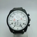 Men's Round Dial Leather Strap Quartz Watch with Date - Available at AfnoBazar Nepal