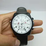Men's Round Dial Leather Strap Quartz Watch with Date - Available at AfnoBazar Nepal