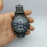 Men's Round Dial Leather Strap Quartz Watch with Date image 21