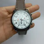 Men's Round Dial Leather Strap Quartz Watch with Date image 17