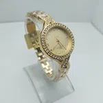 Women's Golden Quartz Dress Watch with Stone Bezel - Available at AfnoBazar Nepal