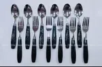 Stainless Steel Spoon and Fork Set with White Marble Handles, Pack of 6, Pack of 12 - Available at AfnoBazar Nepal