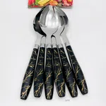Stainless Steel Spoon and Fork Set with White Marble Handles, Pack of 6, Pack of 12 - Available at AfnoBazar Nepal