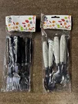 Stainless Steel Spoon and Fork Set with White Marble Handles, Pack of 6, Pack of 12 - Available at AfnoBazar Nepal