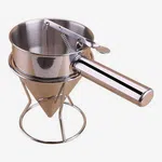 Stainless Steel Sel Roti Maker | Manual Batter Dispenser with Stand | Sel Roti Making Tool - Available at AfnoBazar Nepal