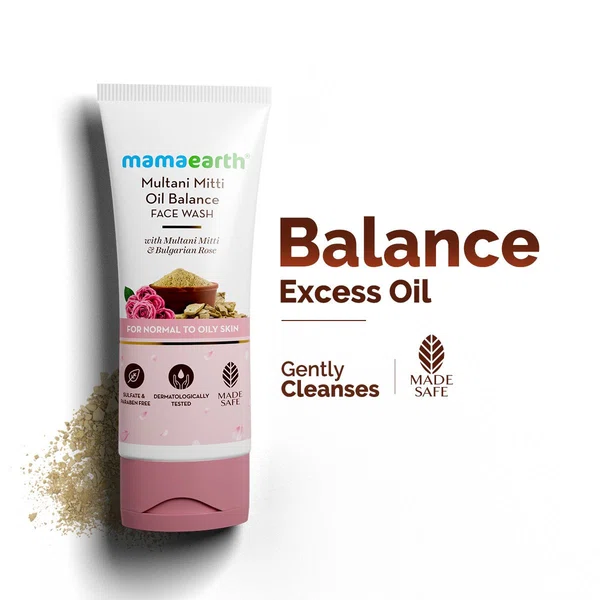 Mamaearth Multani Mitti Face Wash with Multani Mitti & Bulgarian Rose for Oil Control & Acne - 100ml