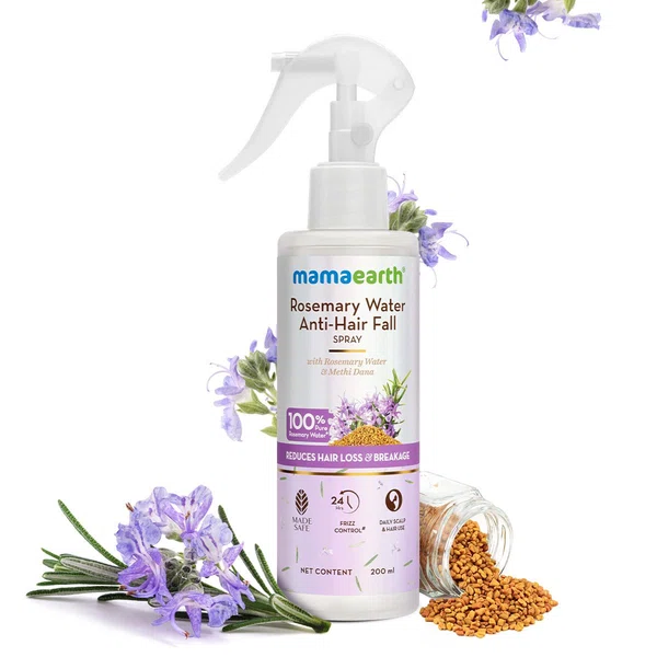 Mamaearth Rosemary Water Anti-Hair Fall Spray with Pure Steam Distilled Rosemary Water & Methi Dana - 200ml - Available at AfnoBazar Nepal
