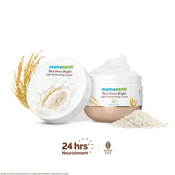 Mamaearth Rice Dewy Bright Moisturizer with Rice Water & Niacinamide for Glass Skin Glow - 200g - Available at AfnoBazar Nepal