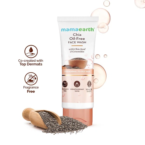 Mamaearth Chia Oil-Free Face Wash with Chia Seed & Ceramides for Hydrated Glow - 100ml - Available at AfnoBazar Nepal