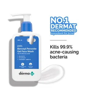 The Derma Co 2.5% Benzoyl Peroxide Gel Face Wash with Glycerin & Allantoin for Active Acne - 100ml - Available at AfnoBazar Nepal