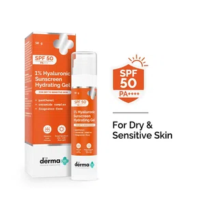 The Derma Co 1% Hyaluronic Sunscreen Hydrating Gel SPF 50 PA++++ for Dry & Sensitive Skin - 50g - Available at AfnoBazar Nepal