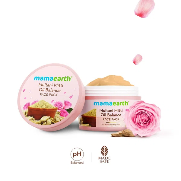 Mamaearth Multani Mitti Oil Balance Face Pack with Bulgarian Rose for Normal to Oily Skin - 200g - Available at AfnoBazar Nepal