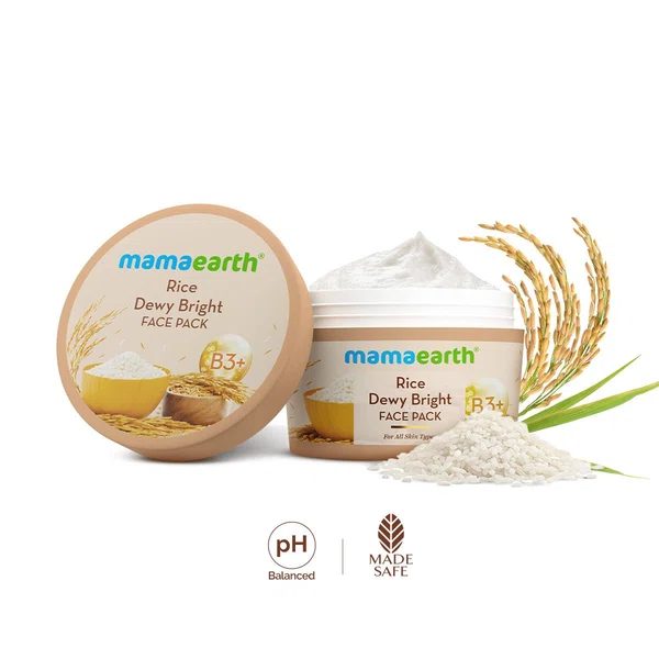 Mamaearth Rice Dewy Bright Face Pack with Rice Water & Niacinamide for Glass Skin - 200g - Available at AfnoBazar Nepal