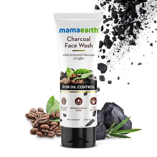 Mamaearth Charcoal Face Wash with Activated Charcoal & Coffee for Oil Control - 100ml - Available at AfnoBazar Nepal