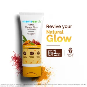Mamaearth Ubtan Natural Glow Face Wash with Turmeric & Saffron for Tan Removal - 100ml - Available at AfnoBazar Nepal