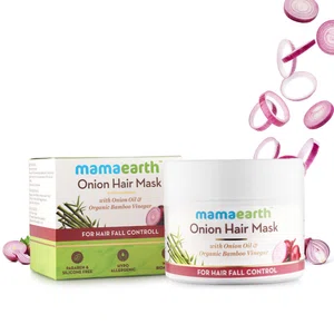 Mamaearth Onion Hair Mask with Onion Oil & Organic Bamboo Vinegar for Hair Fall Control - 200ml - Available at AfnoBazar Nepal