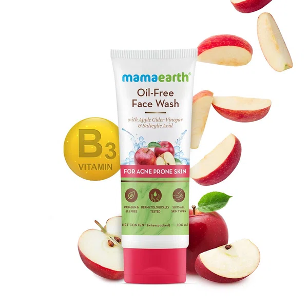 Mamaearth Oil-Free Face Wash with Apple Cider Vinegar & Salicylic Acid for Acne-Prone Skin - 100ml - Available at AfnoBazar Nepal