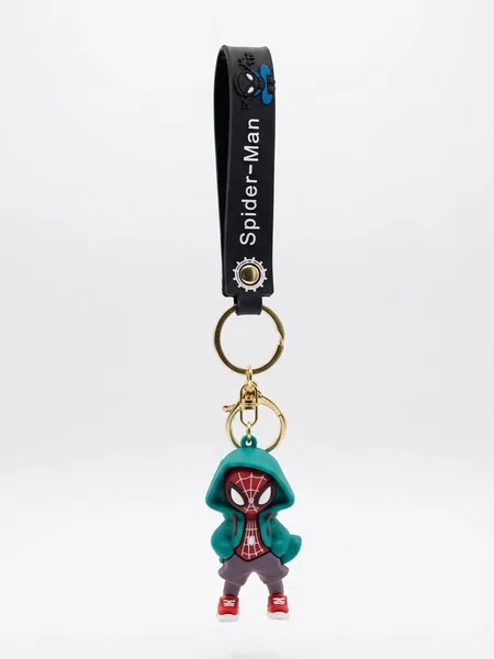 Spiderman Cartoon Keychain with Black Wrist Strap – Bag, Backpack & Key Holder - Available at AfnoBazar Nepal