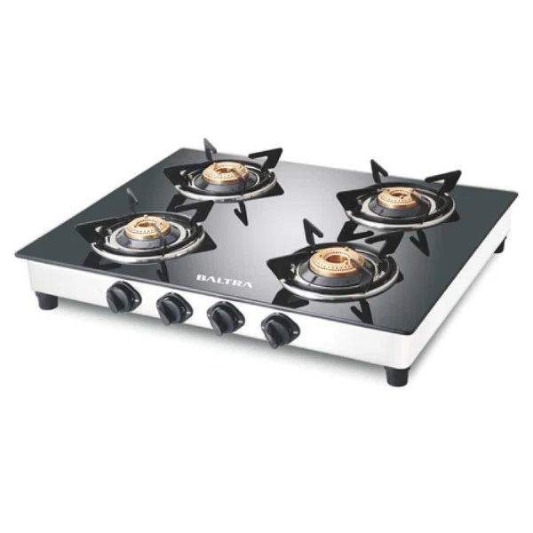 Baltra Crystal 4 Burner Glass Top Gas Stove Auto Ignition (BGS 108)