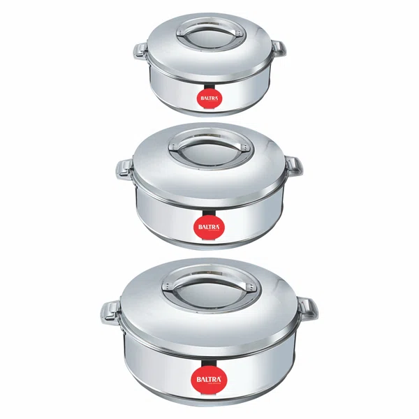 Baltra Royal Stainless Steel Hot Case Casserole Set of 3 (BSC 212) - Available at AfnoBazar Nepal