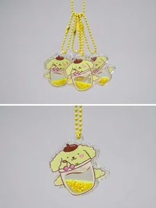 Cute Puppy Pudding Shaker Keychain – Yellow Glitter Bag Charm - Available at AfnoBazar Nepal