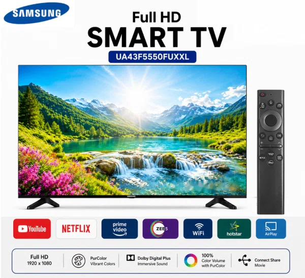 Samsung 43 Inch Full HD Smart TV with HDR10+ and Tizen OS (UA43F5500FUXXL)
