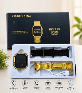 X10 Ultra 3 Max Golden Edition Smartwatch | 2.19″ Infinite Display | Bluetooth Calling | Health Monitoring | 2 Premium Straps | IP67 Waterproof - Available at AfnoBazar Nepal