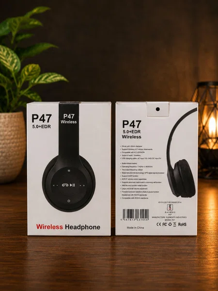 P47 Foldable Wireless Bluetooth Headset with Mic – 5.0+EDR - Available at AfnoBazar Nepal