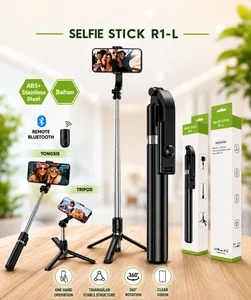 R1-L 3-in-1 Extendable Selfie Stick Tripod with Bluetooth Remote - Available at AfnoBazar Nepal