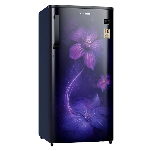 Akaritek 190 Litre Single Door Red Floral Refrigerator AK-RSG190BF - Available at AfnoBazar Nepal