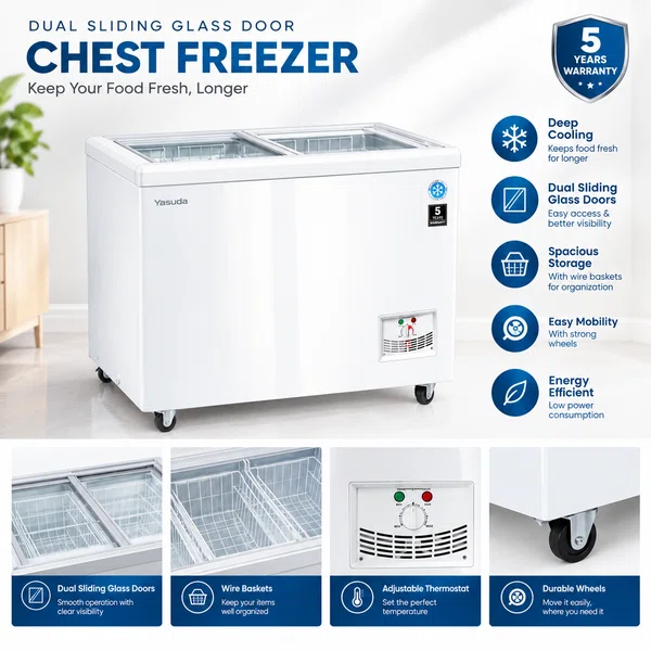 Yasuda Deep Freeze YS-FG430A 430 Litre Flat Glass Door