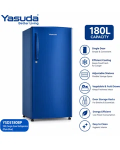 Yasuda YSDS180BP 180ltr single door plain blue