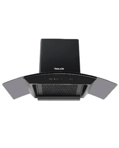 Yasuda Chimney YS-C90TF 90 CM Chimney, Filterless Curve Glass Matte Black & Touch Sensor