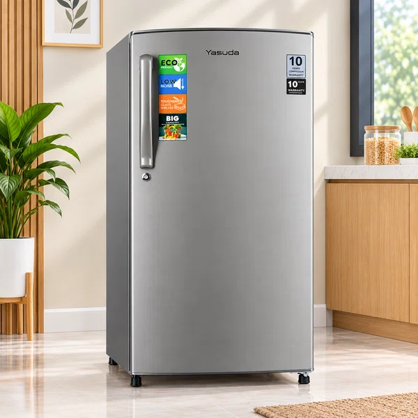 Yasuda YSDS180SH 180ltr single door Silver hairline